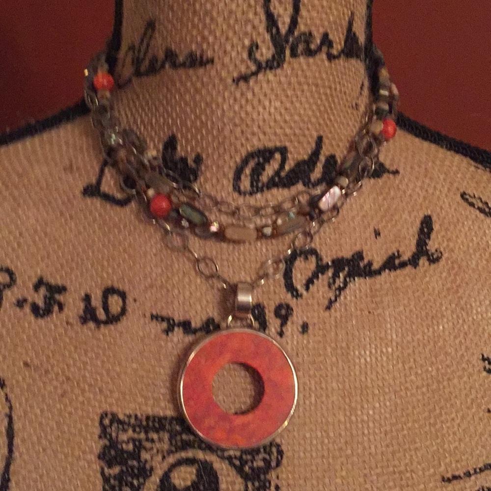🍁Silpada Sterling Necklace with Sponge Coral🍁
